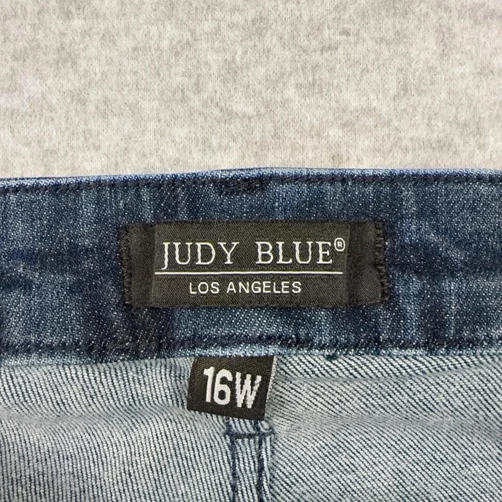 Judy Blue Jeans Womens 16W Dark Wash High Rise Skinny Raw Hem Stretch JE88173DK
